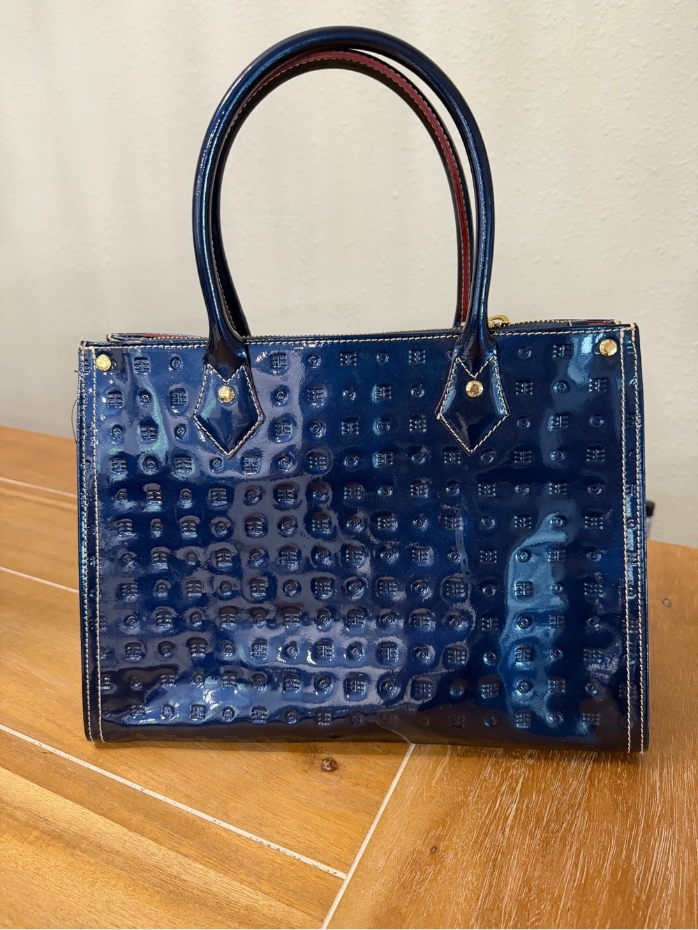 Arcadia Navy Patent Embossed Tote- NEW